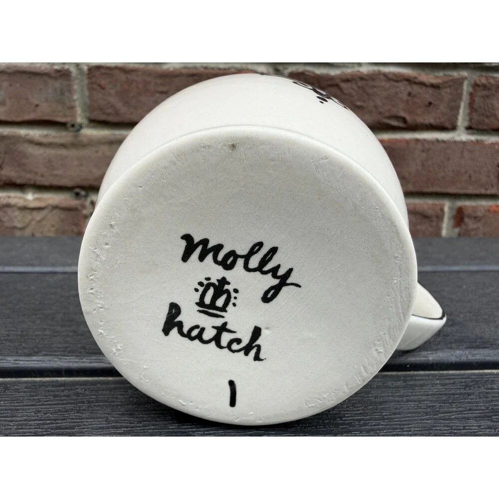 Hello There Coffee Mug Molly Hatch Art Anthropologie Cup White Black Blue Swirl